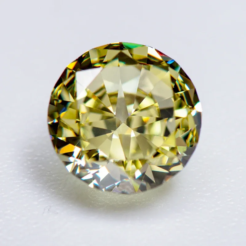 

Cubic Zirconia Crushed Ice Cut Olive Yellow Color Round Shape Charms for Jewelry Making Rings Pendant Materials No Certificate