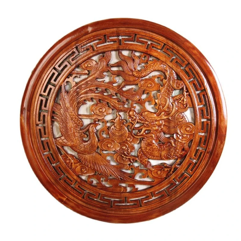 

Round Wood Carving Living Room Decoration, Diameter 80cm, Chinese Style