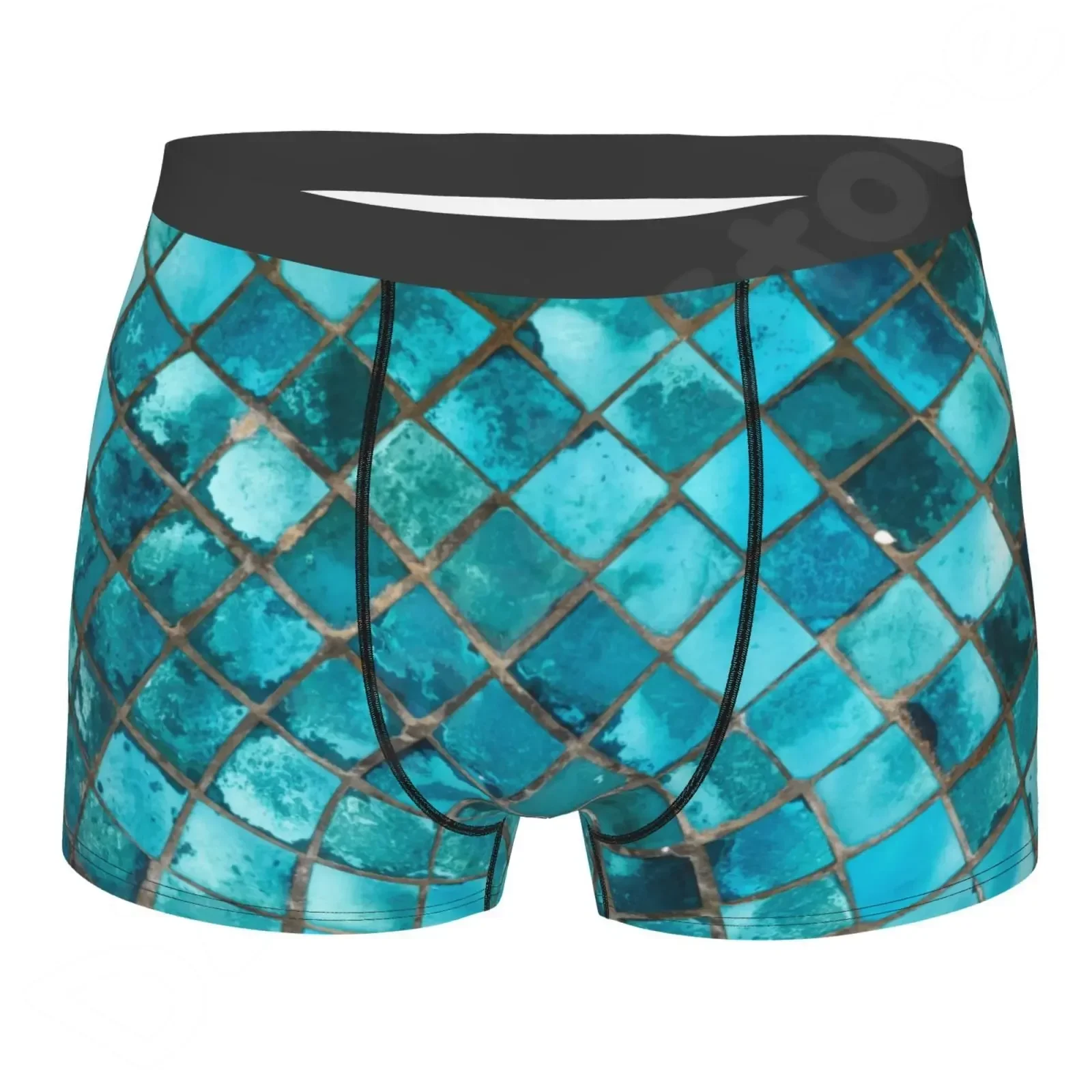 Turquoise Blue Print Men Underwear Male Sexy Boxershorts Comfortable Breathable Mens Panties Ropa Interior Sexy De Hombre