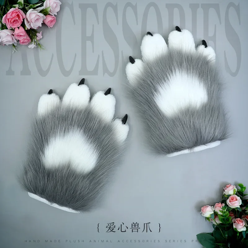 

Furuit Animal Accessories Plush Fashion Dress Up Role-playing Adhesive Fingernails Simulation Animal Claw Gloves