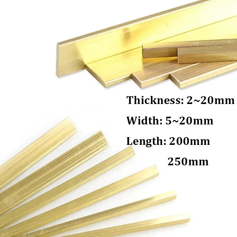 Latão Flat Bar Plate Strip Comprimento 250 mm 200 mm Espessura 20 mm 15 mm 10 mm mm mm mm Sólidos de Cobre Puros Material da Placa do Metal H59