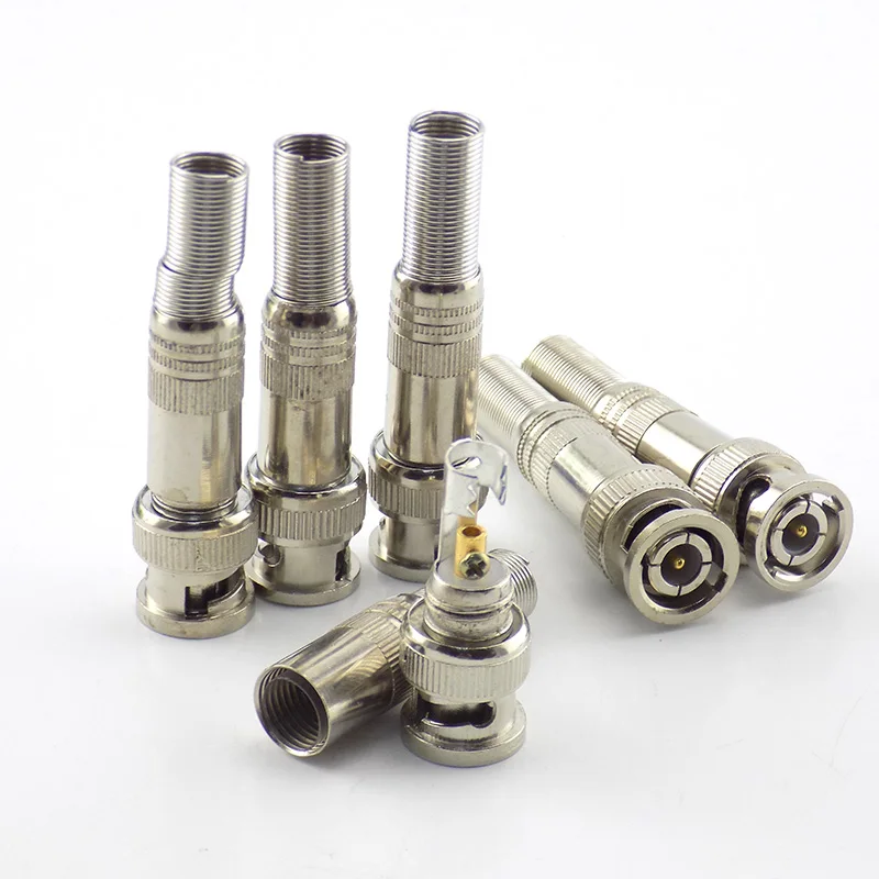 Solder Solderless BNC Male Plug Connector RG59 jack Coaxial for Video Balun Adapter Cable Copper Zinc Twist-on Twist Spring L1