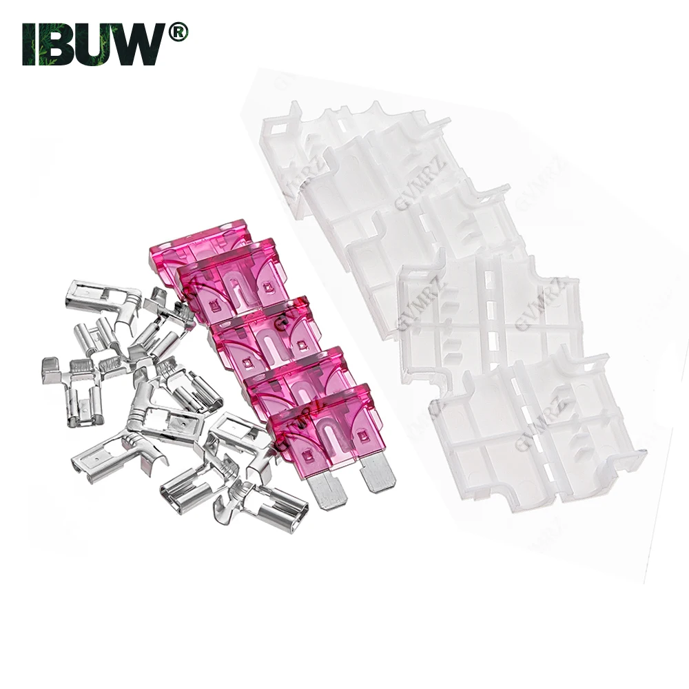 5PCS/lot 1A 2A 3A 4A 5A 7.5A 10A 15A 20A Auto Standard Middle Fuse Holder + Car Boat Truck ATC ATO Blade Fuse 25A 30A 35A 40A