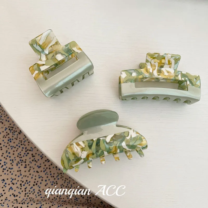 Olive Green Chic Hair Accessories Hairgrips Headdress New Blue Green Bohemian Spring Summer Acrylic Hair Clips Shark Barrette