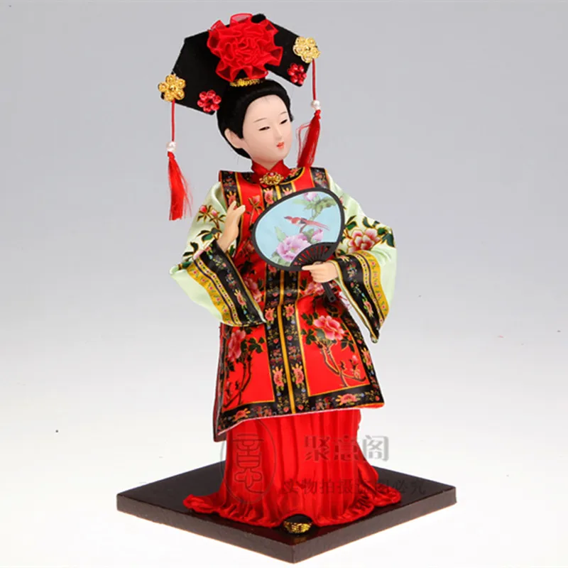 Chinese National Dolls Qing Dynasty Princess Silk Figurine Home Decorations Handicrafts Costume Gift for Children