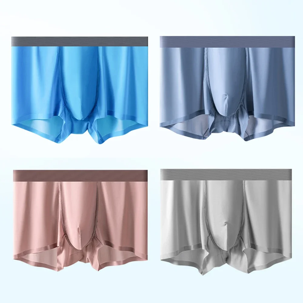 الصيف الرجال الحرير الجليد الملابس الداخلية 120S سلس منتصف الخصر السروال سراويل بوكسر سراويل مضاد للجراثيم تنفس سراويل داخلية للرجال
