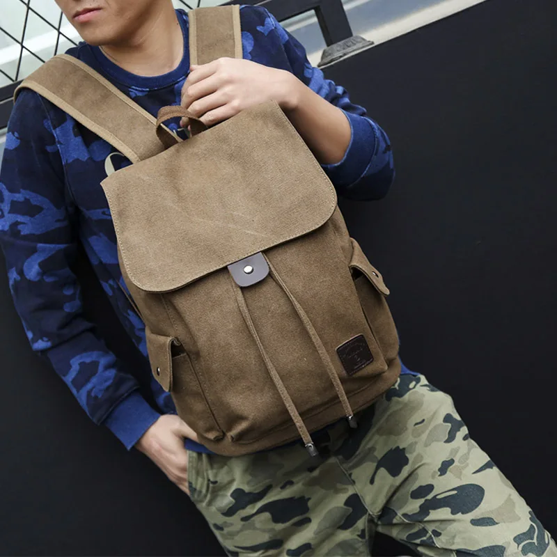 New High Quality Canvas Men Backpack Large Shoulder School Bag Rucksack For Boys Travel Fashion Camping Bags Fashion mochilas 가방