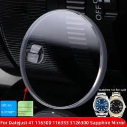 For Rolex Sapphire Glass Datejust 41 Men's 116300 116333 126300 126333 Watch Mirror Calendar Window Lens with Waterproof Ring