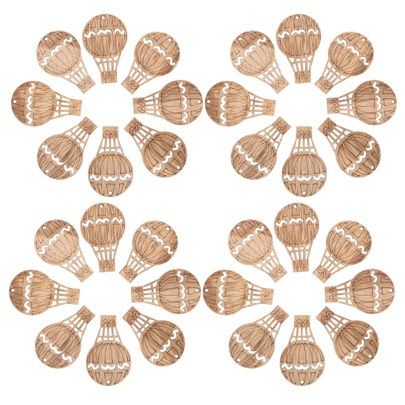 

30pcs Hot Air Balloon Wooden Slices Craft Cutouts For Diy Decorations Kids Home Holiday Ornaments Wooden Pieces Wall Tree Porch
