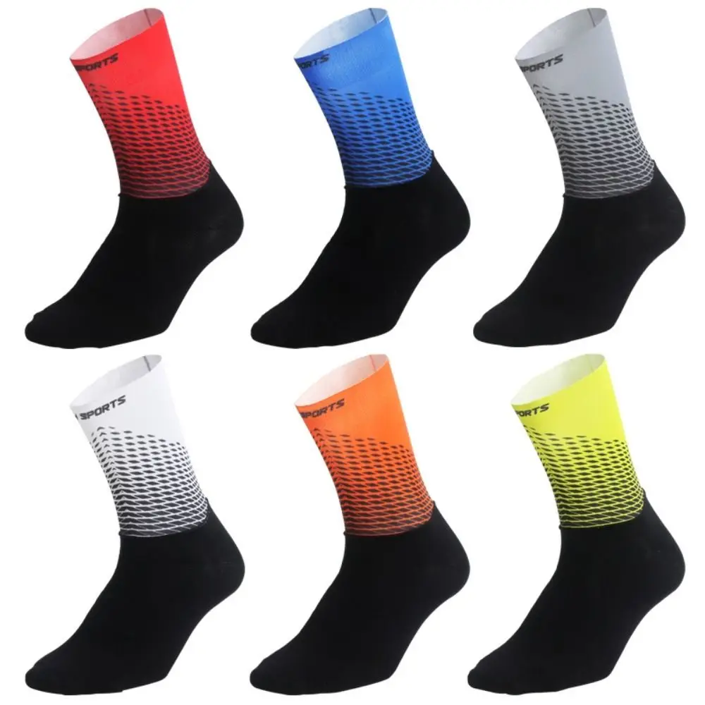 1 Pair Breathable Cycling Socks Sweat-absorbent Anti Slip Mid Tank Sports Socks Deodorant Wear Resistant Bicycle Sock Running