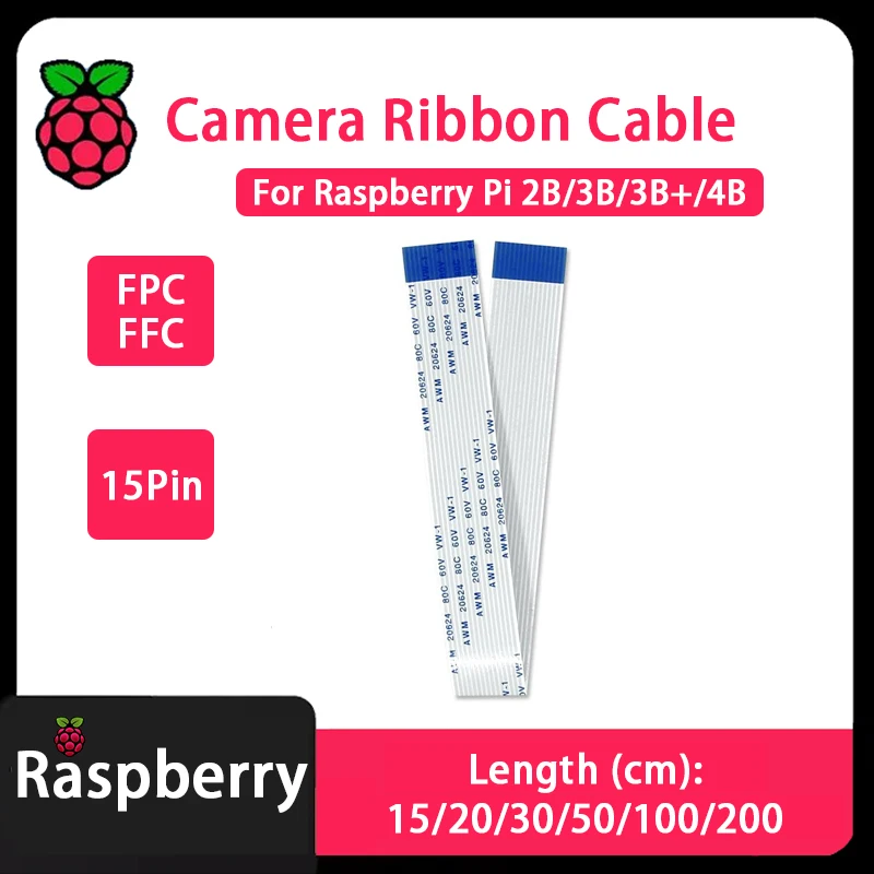 كاميرا راسبيري بي 15Pin كابل مسطح مرن 15/20/30/50 سنتيمتر تمديد كابل FFC تمديد لراسبيري بي 2B 3B 3B + 4B