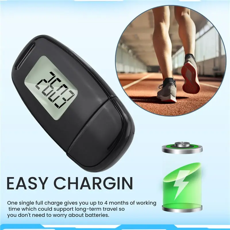 Simple Step Counter,Walking 3D Pedometer With Rechargeable Battery, Accurate Calorie Counter Eco-Friendly