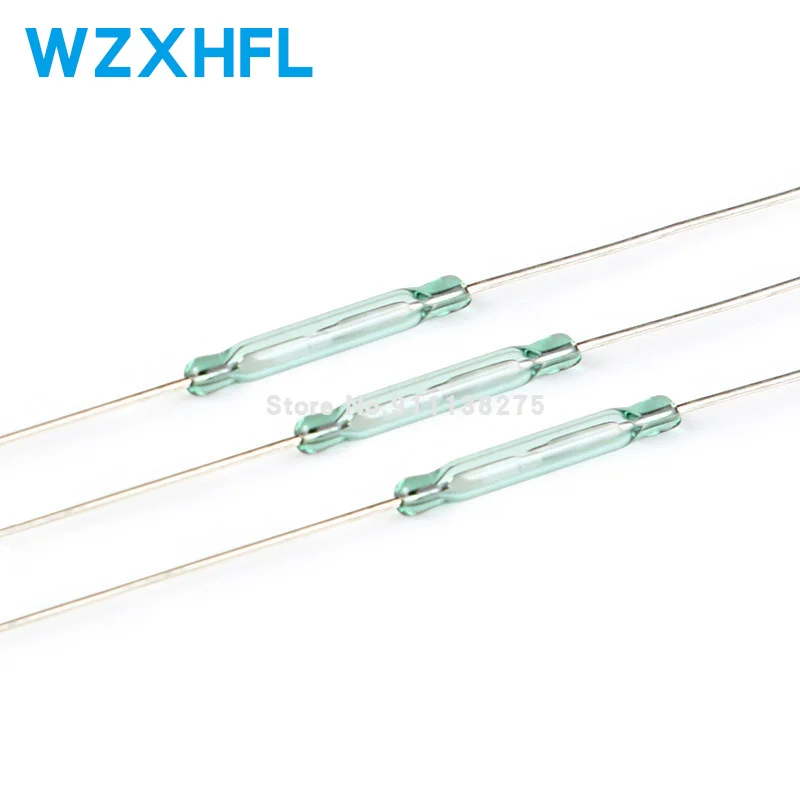 10Pcs MKA10110 Reed Switch 1.8*10mm Magnetic Control Switch Green Glass Reed Switches Glass Normally Open NO Contact For Sensors