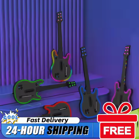 Wireless Guitar Controller 2.4G Wireless Gaming Controller with Strap &amp; Wireless Dongle Guitar Handle for PS3 PC Guitar Hero
