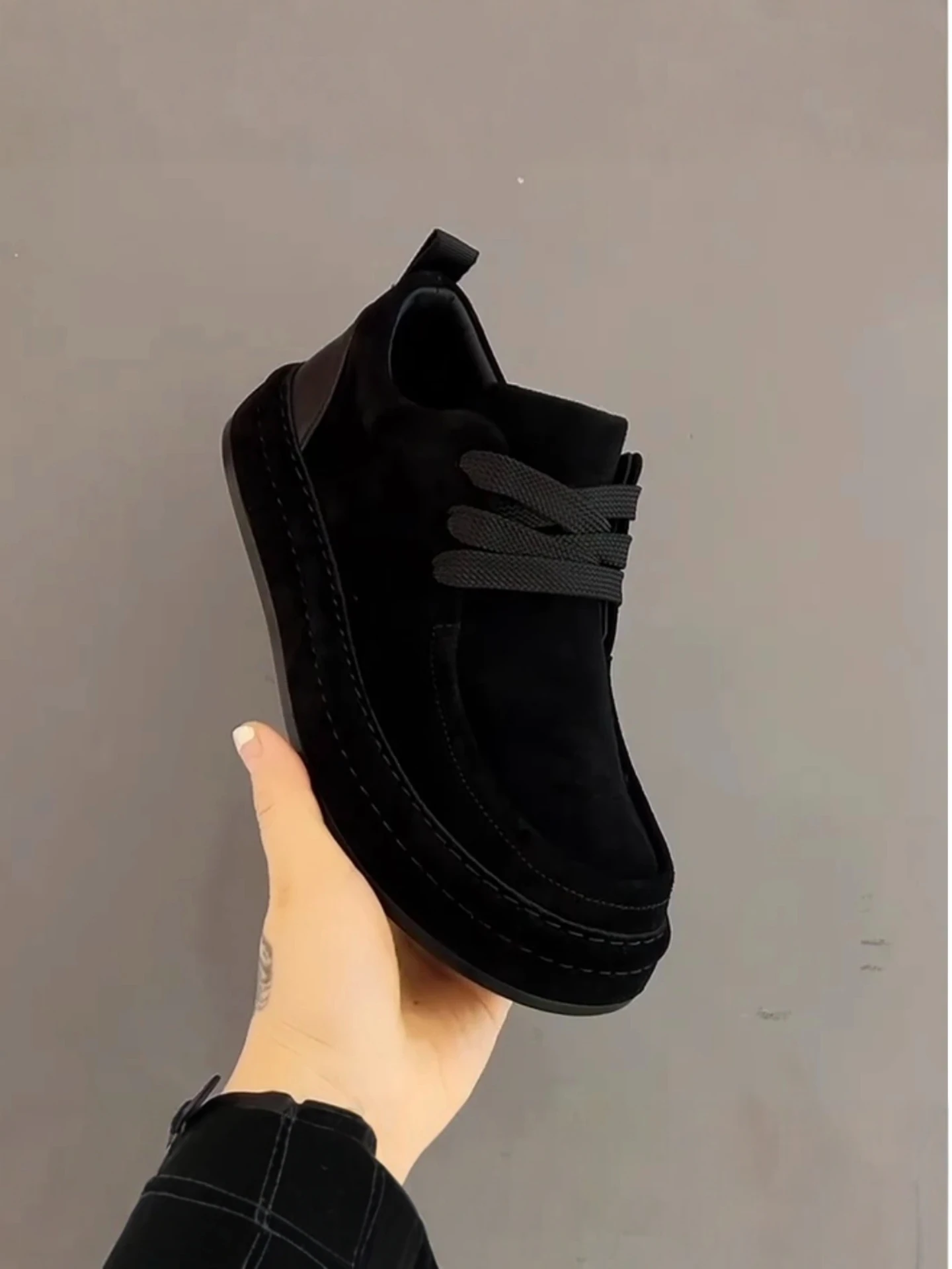 

Men's Casual Fashionable Thick Bottom Heightening Leather Shoes Lightweight Anti-slip Spring Autumn Season round Toe Board Shoes