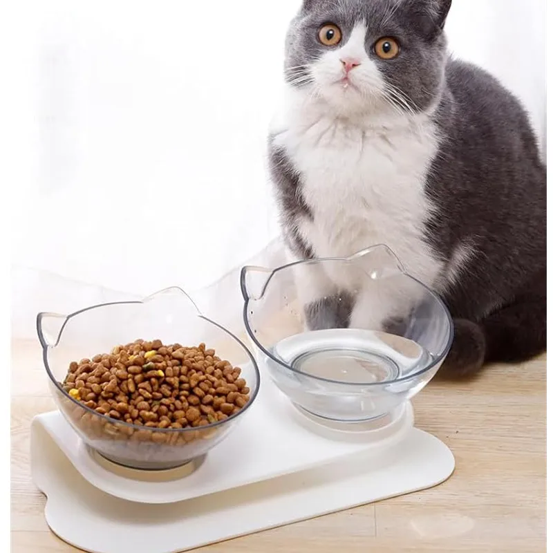 

Cat Bowls, Cat Food Bowls Elevated Tilted, Anti Vomiting Kitty Bowl for Puppy and Bunny, Orthopedic for Indoor Cats