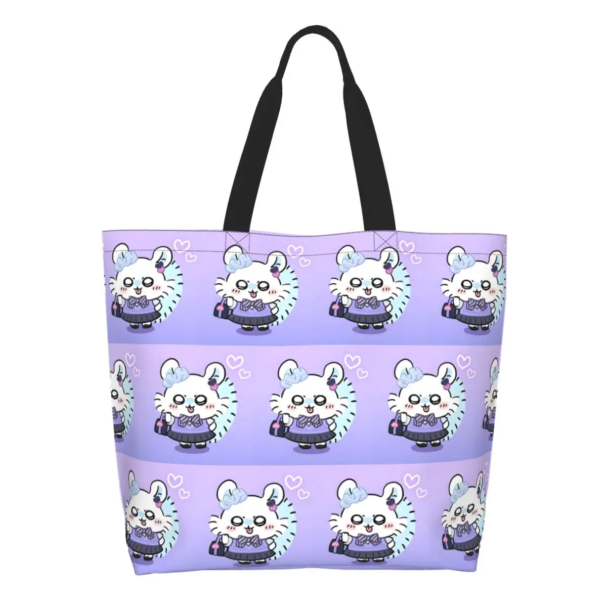 

Custom Chiikawa Groceries Shopping Bag Fashion Canvas Shopper Tote Shoulder Bags Large Capacity Portable Cute Animal Handbag