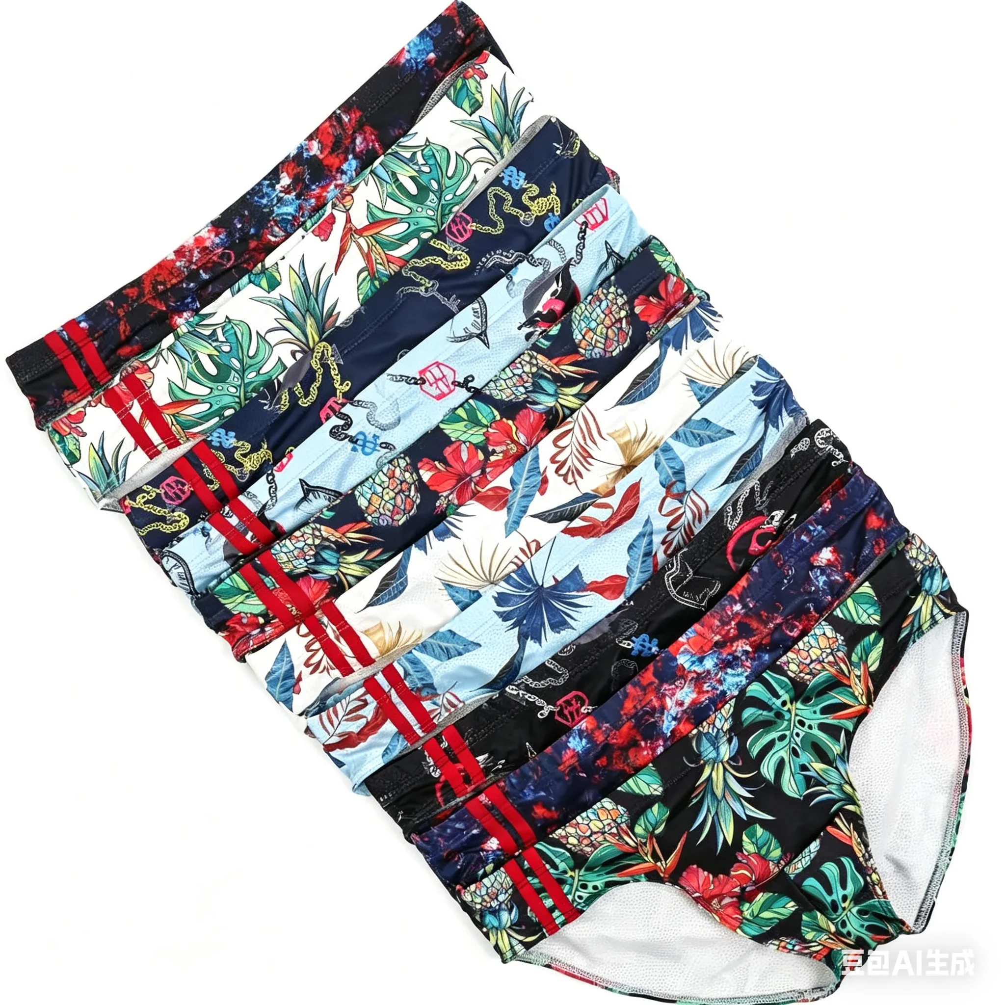 Print Ice Silk Bulge Brief for Men Sexy Low-rise U Pouch Panties Mesh Breathable Cool Feel Quick Dry Moisture Wicking Underpants