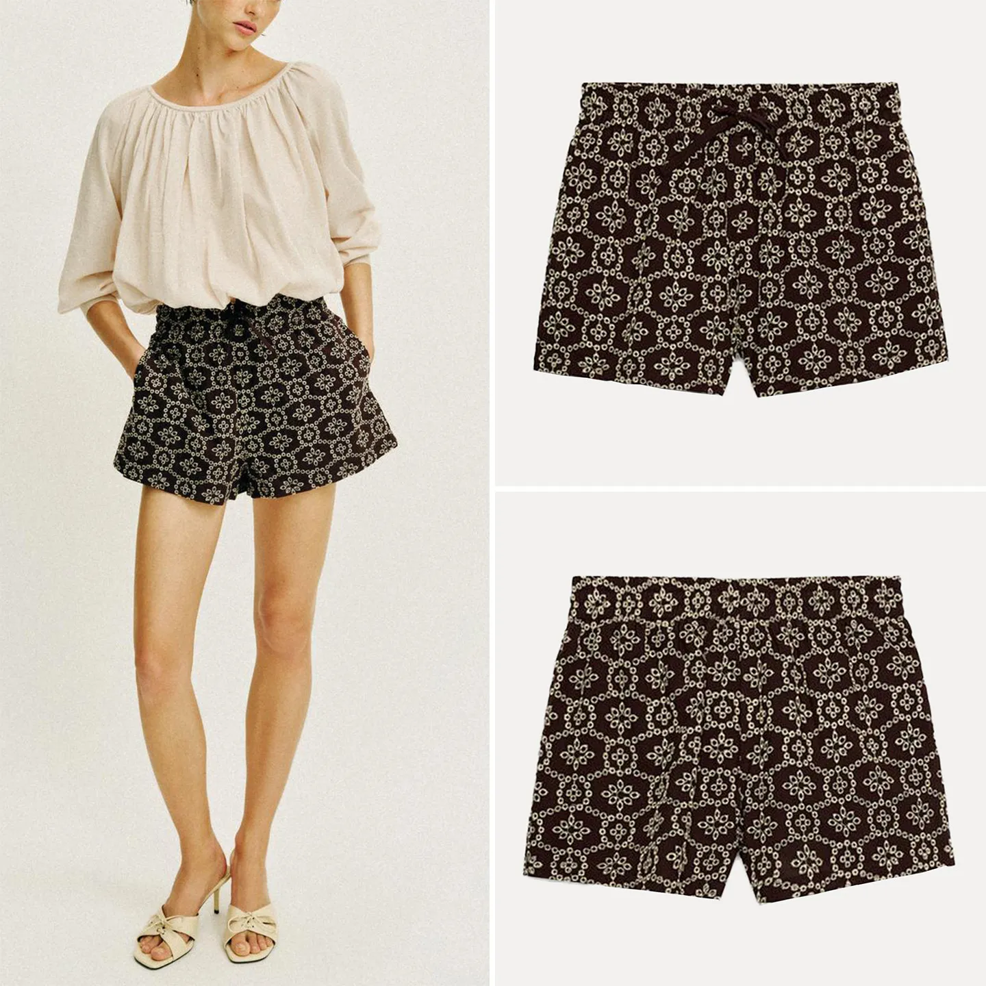 

Fashionable Casual Embroidered Hollow out Belted Short Pants Women's Straight Leg Pants mid Waist Design Summer New Arrival