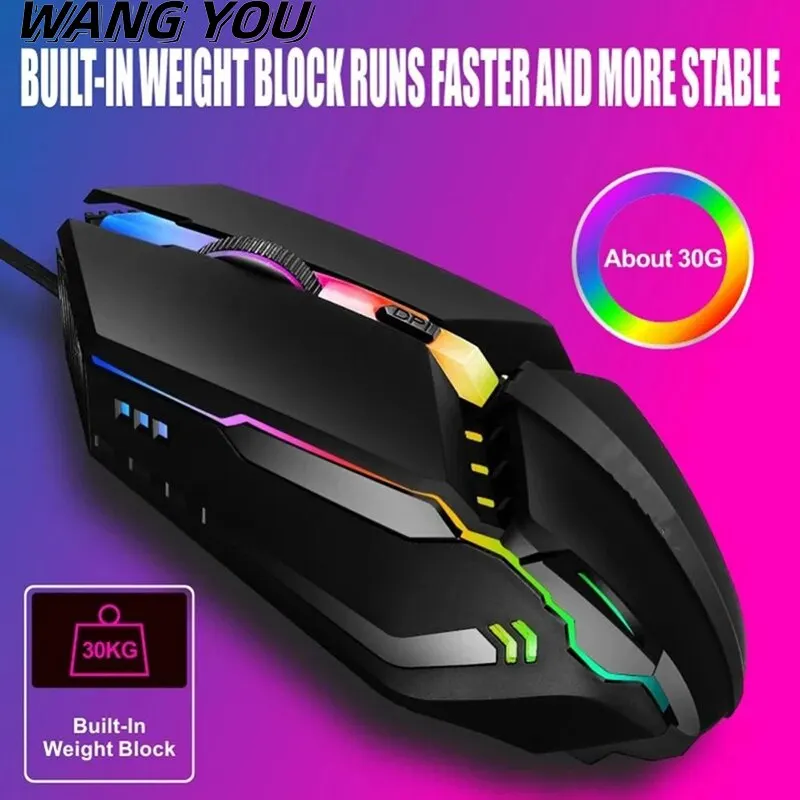 X3 Wired Mouse USB Wired LED Luminous Game Competitive Computer Adjustable DPI Mice Office Lol Mobile Game Mouse