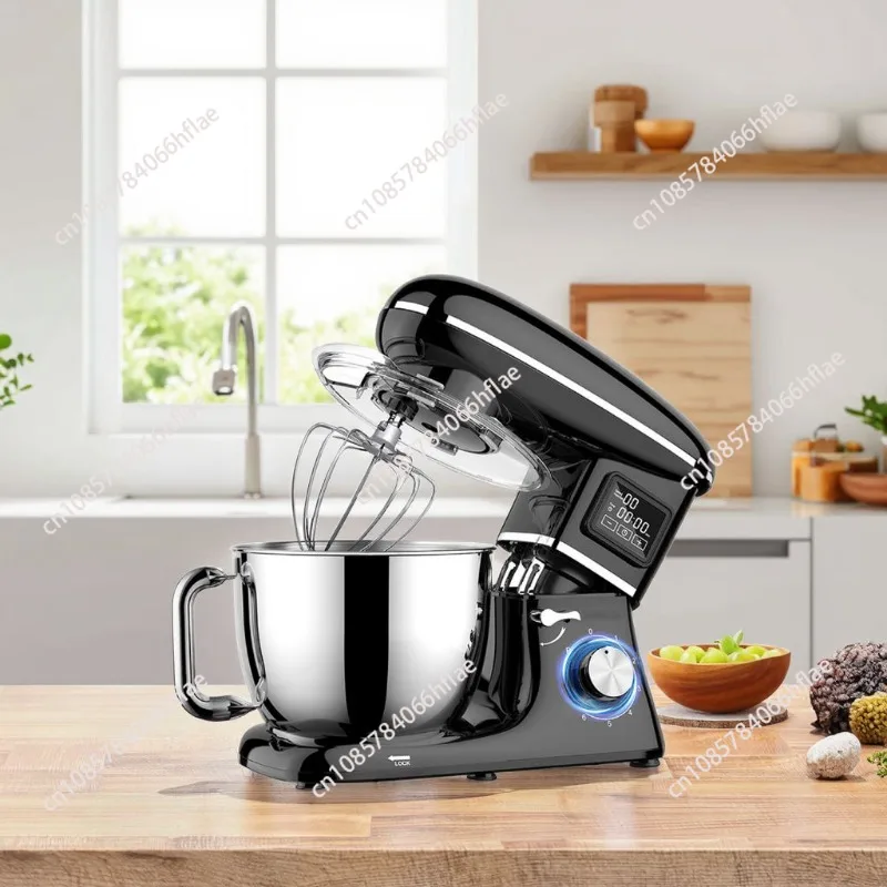 

Коммерческий планетарный миксер 1500 Вт, чаша из нержавеющей стали 6,5 л, 6 скоростей, бесшумный дизайн, умный дисплей, многофункциональный тестомес