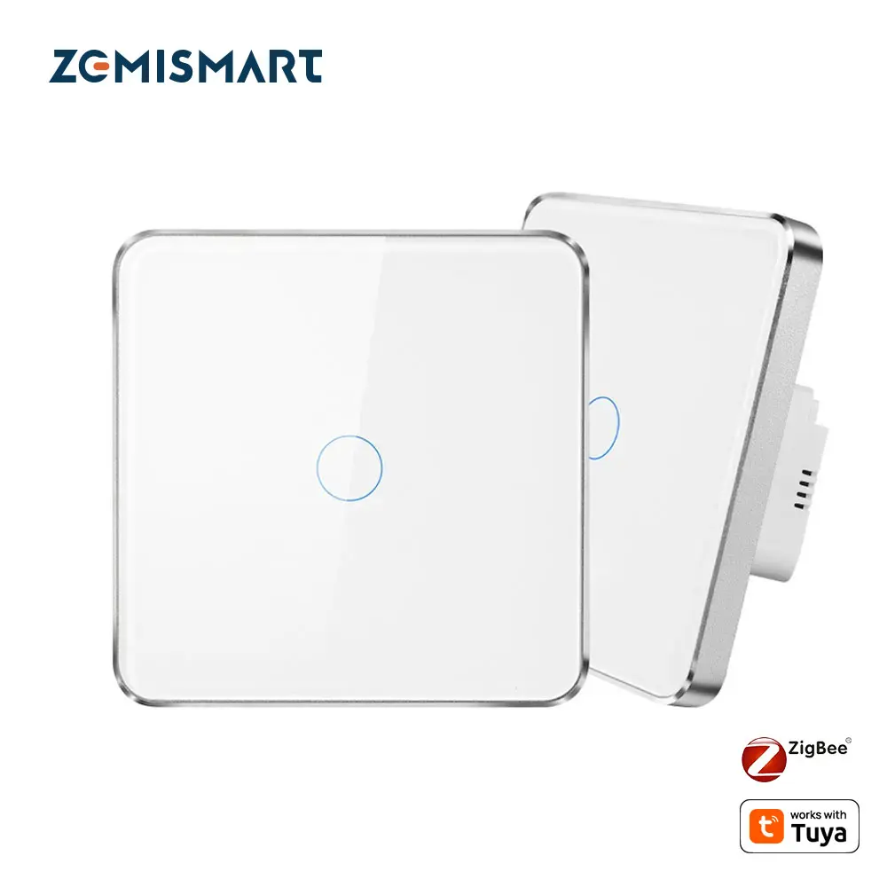 Zemismart Zigbee One Gang 3 Way Wall Light Switch No Neutral Interruptor Work with Tuya Alexa Google Home Voice Control