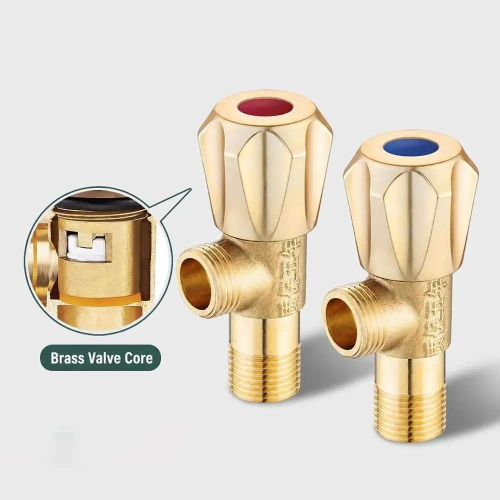 Brass Triangle Valve Color Coded Handle Tee Switch Angle Valve 304 Stainless Steel Quarter Turn Toilet Valve