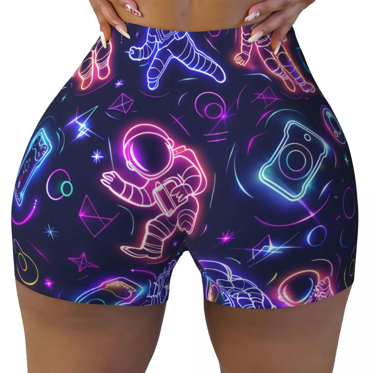 Women Yoga Shorts Astronauts And Game Workout Shorts Fitness quick-dry Ladies Yoga Gym Running Short Pants Sportswear