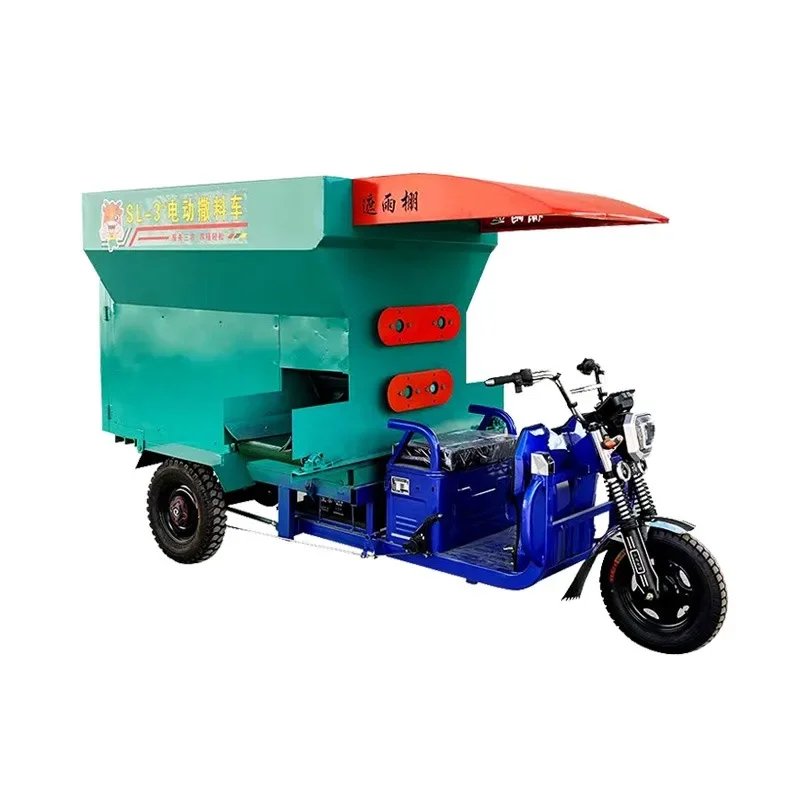 Breeding Cattle and Sheep Electric Three-wheeled Forage Feed Vehicle Fully Automatic Farm Livestock Feeding