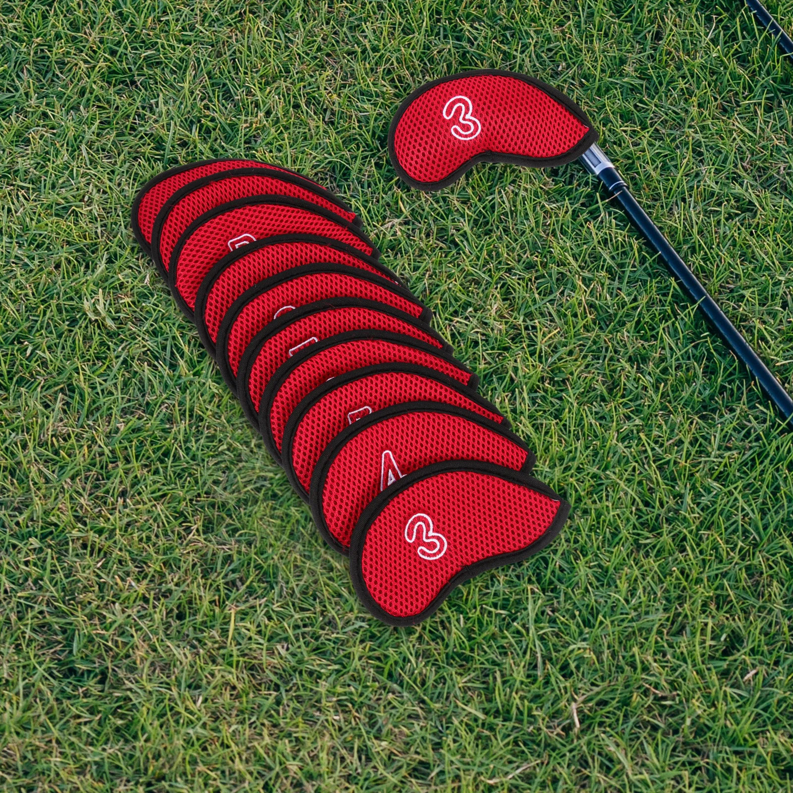 

10Pcs Breathable Putter Covers Golf Club Protectors Mesh Material Fine Stitching Impact Resistant Travel Friendly Golf