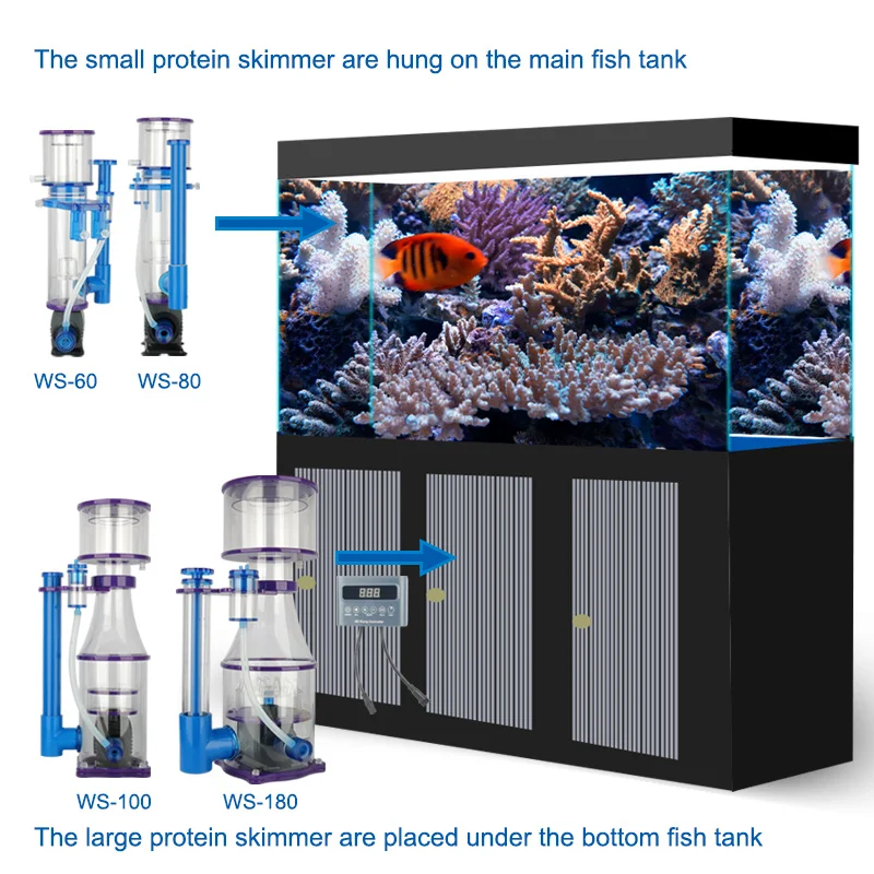 2025 New Product Plastic Aquarium Accessories DC Variable Frequency Pump Protein Skimmer for Marine Fish Tank Seawater