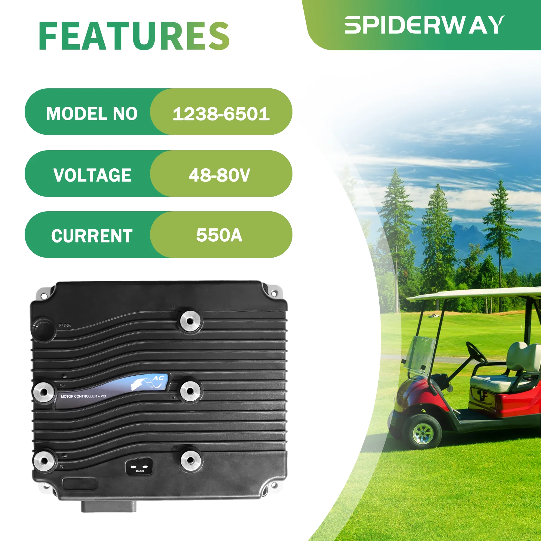 48-80V 550A 1238-6501 AC-Motorsteuerung für Curtis Golf Cart Pallet Truck Gabelstapler