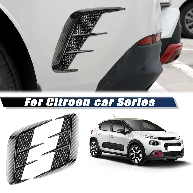 Carbon Fiber Car Fender Trim Car Sticker Shark Gills Simulation Side Intake Body Sticker Accessories For Citroen Car Series