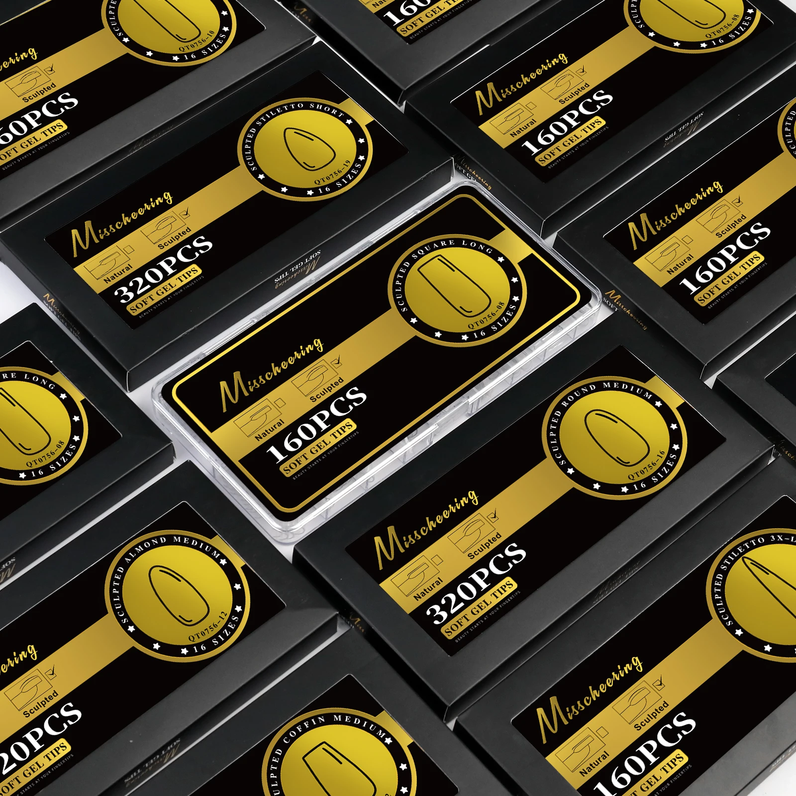 S-2XL puntas de uñas postizas brillantes, Gel suave esculpido, ataúd de almendra, Stiletto, cubierta completa, prensa en uñas, suministro de extensión Artificial DIY