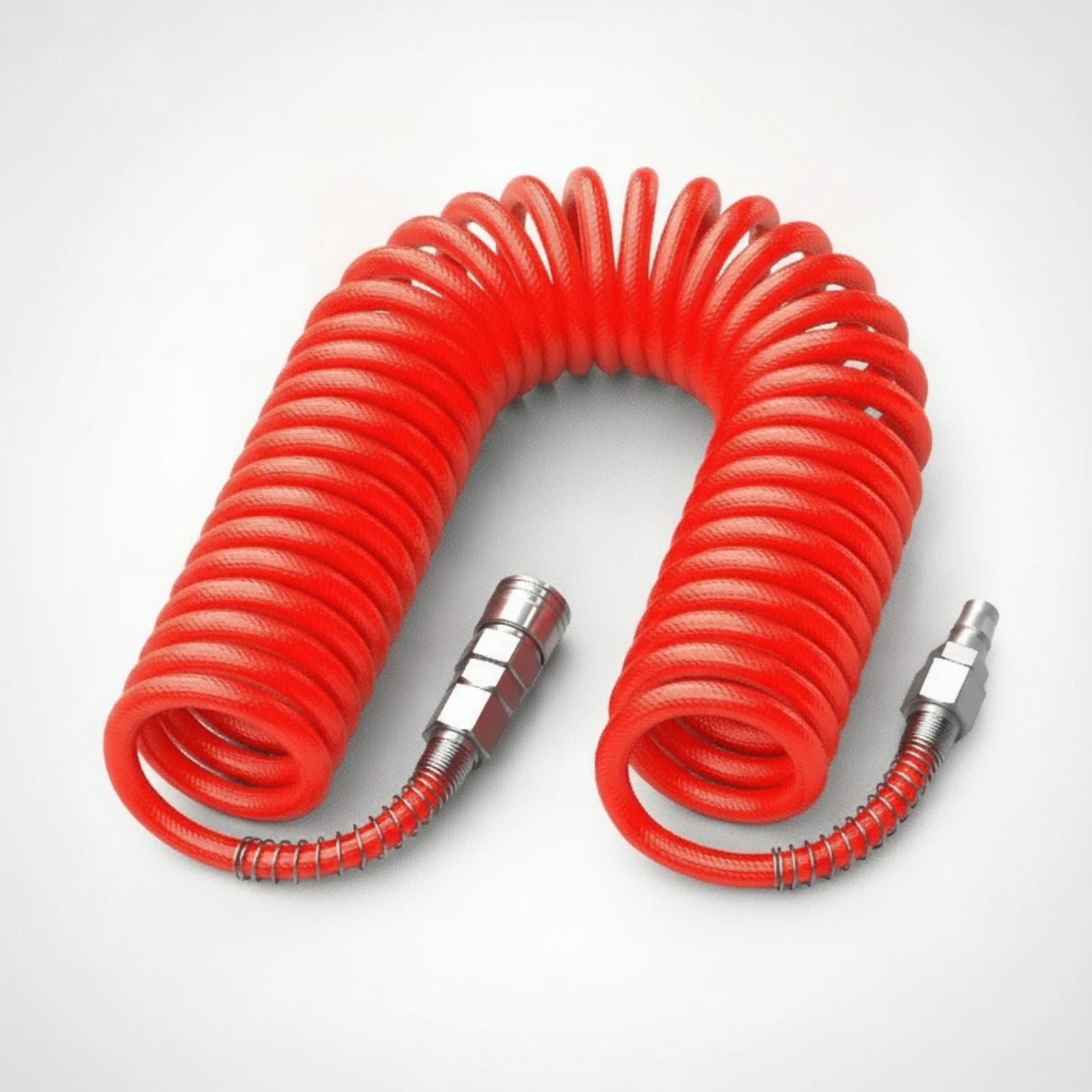 Polyurethane Recoil Air Hose Thickened Pneumatic Hose with Metal Fittings Flexible 360° Swivel for Mechanics, Workshops