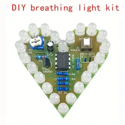DIY Heart Shape Breathing Lamp Kit Red White Blue Green Breathing Light Electronic Kit Love Shape Electronic Kit Welding Kit