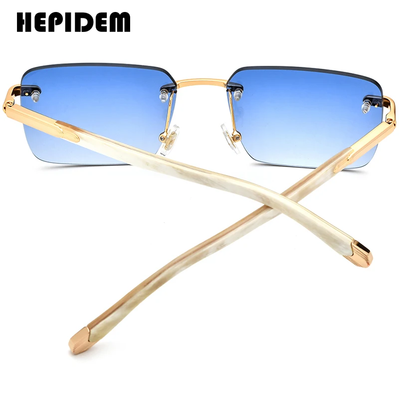 HEPIDEM Buffalo Horn Sunglasses Women Brand Design Square Rimless High Quality Men Sun glasses Luxury Eyewear Buffs Eyeglasses