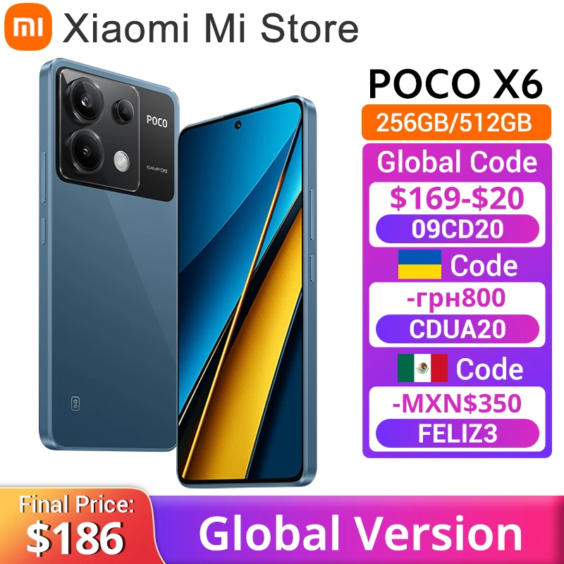 

Global Version POCO X6 5G 64MP Camera with OIS 67W Charging NFC Snapdragon 7s Gen 2 Smartphone 120Hz Flow AMOLED Display