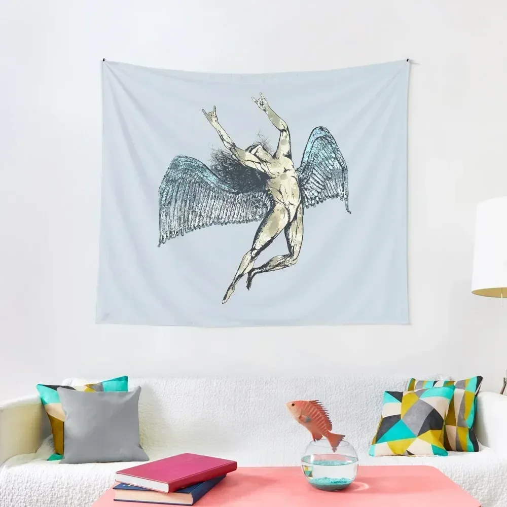 

ICARUS THROWS THE HORNS - super blue grunge NEW blue Tapestry Room Decor Aesthetics For Room Tapestry