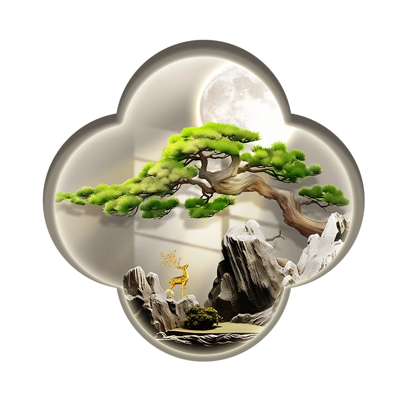 New entrance decorative painting, living room hanging painting, corridor aisle lamp painting, zen tea room background wall mural