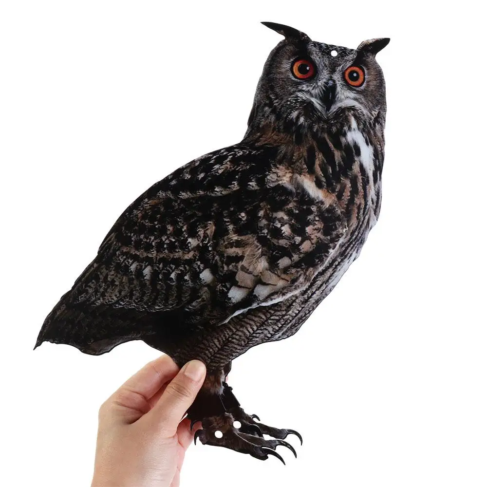 Bird Repel Owl Scarecrow With Bells Fake Bird Scare Device Hanging Bird Repellent Owl Bell Pendant Balcony Garden Decoration