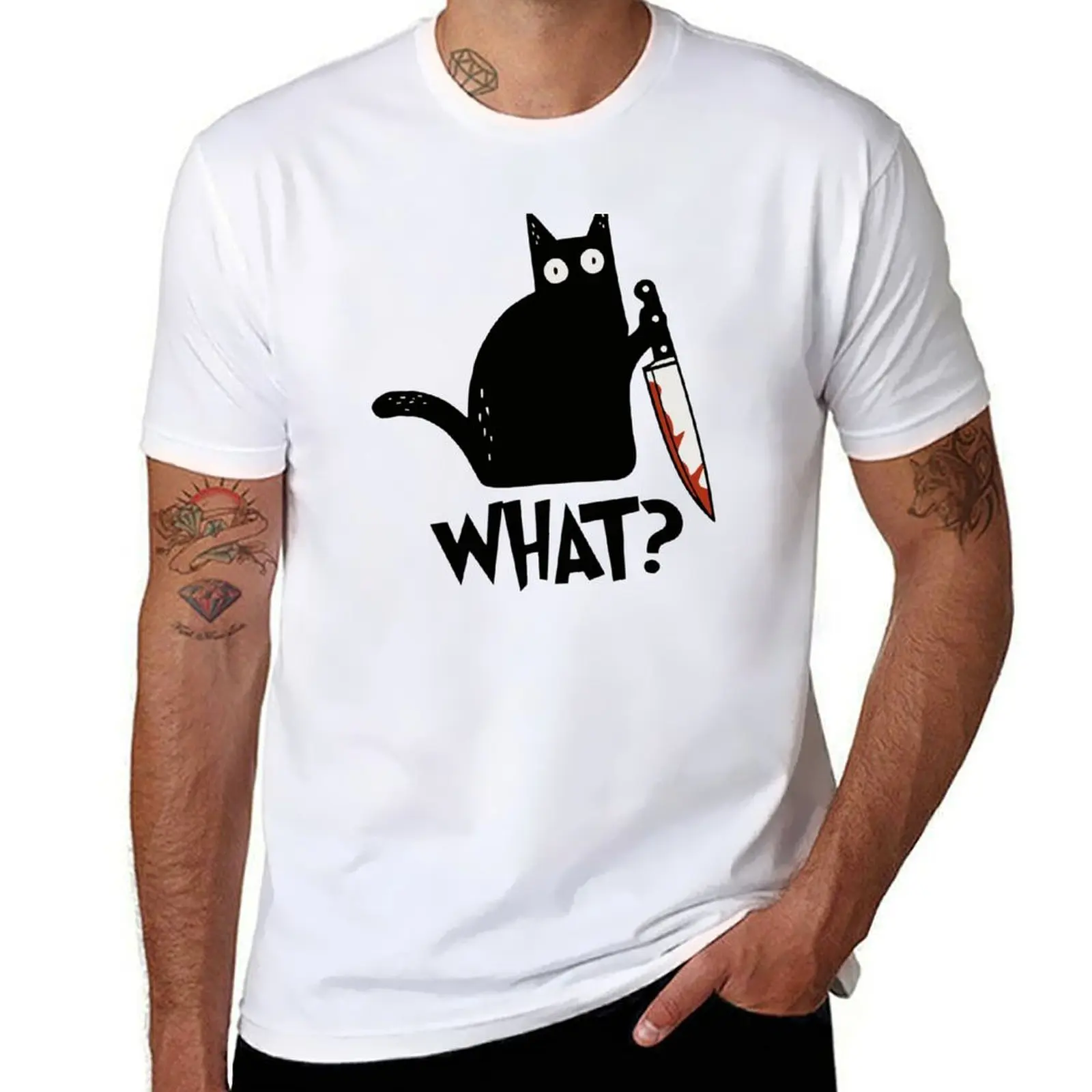 

Cat What Murderous Black Cat With Knife Gift T-Shirt T-Shirt oversized graphic tee graphic tee shirt mens champion t shirts