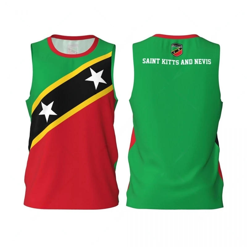 Saint Kitts And Nevis Flag Basketball Jersey Fashion Casual 3D Printed Sports T Shirt Loose Quick Dry Breathable Mens Tees Tops