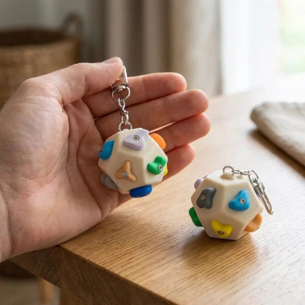 3D Printed Mini Climbing Hold Keychain Handmade Realistic Dodecahedron Boulder Block Charm Detachable Boulder Fun Fidget