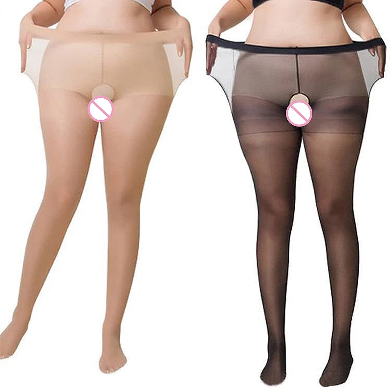 

Plus Size Crotchless Women's Stockings Sexy Erotic Super Elastic Velvet Open Tights Female Oversized Large Pantyhose Open Crotch