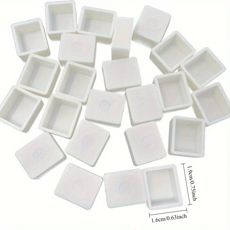 50pcs Watercolor Half Pans Thick Wall White Color Plastic Empty Water Color Half Pans for Acrylic Watercolor Oil Gouache Paints