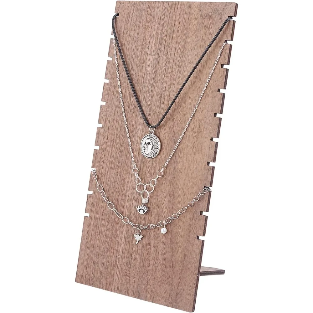 Necklace Easel Display, 10 Slot Wooden Jewelry Display Multiple Necklace Bust Pendants Choker Holder Stand for Retail Store