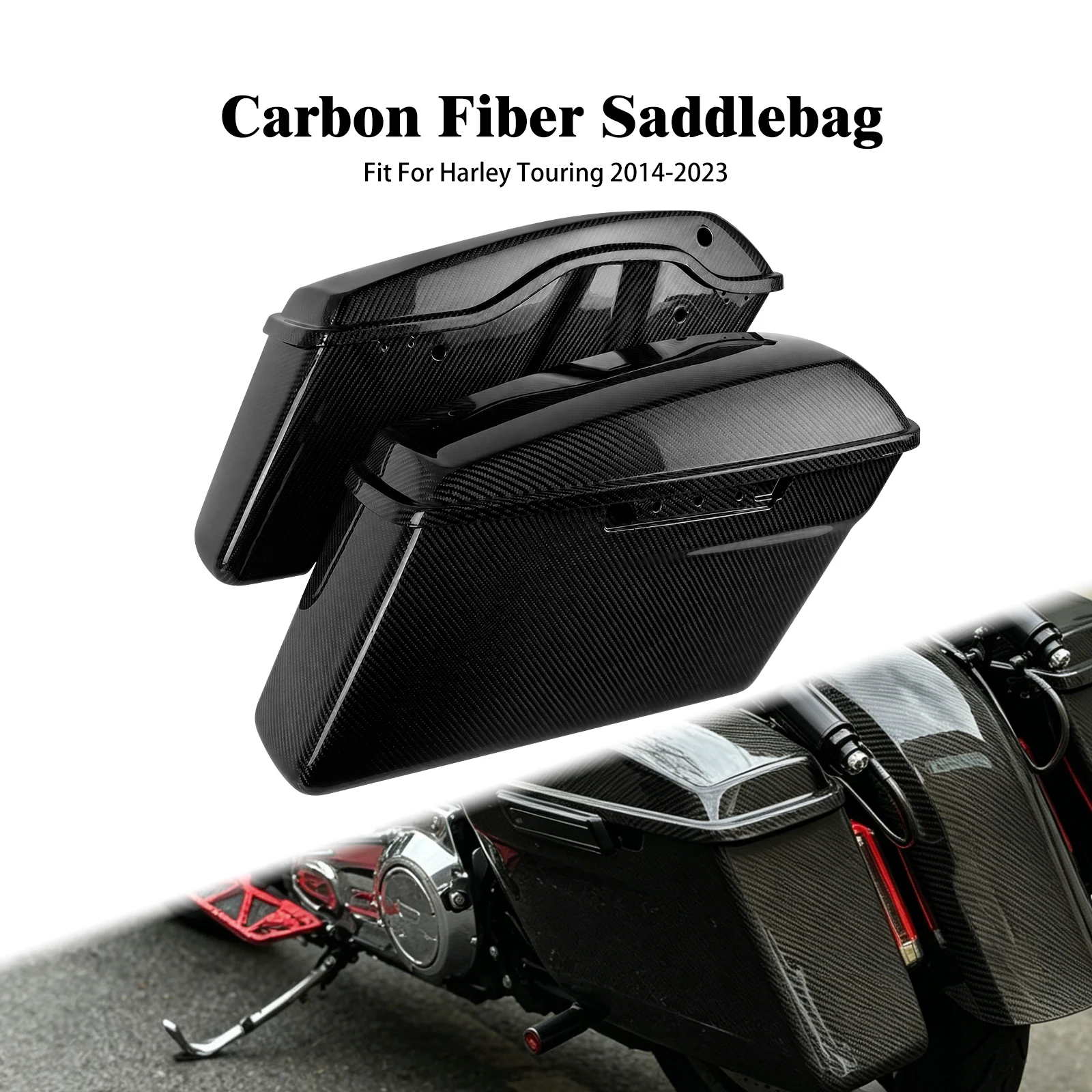 Motorcycle Hard Saddlebag Side Luggage Boxes With Lids Cover For Harley Touring Road King Street Electra Road Glide 2014-23 Bags