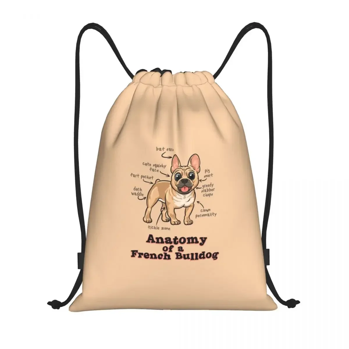 The Anatomy Of A French Bulldog Drawstring Backpack Bags Women Men Lightweight Dog Animal Pet Gym Sports Sackpack Sacks for Yoga