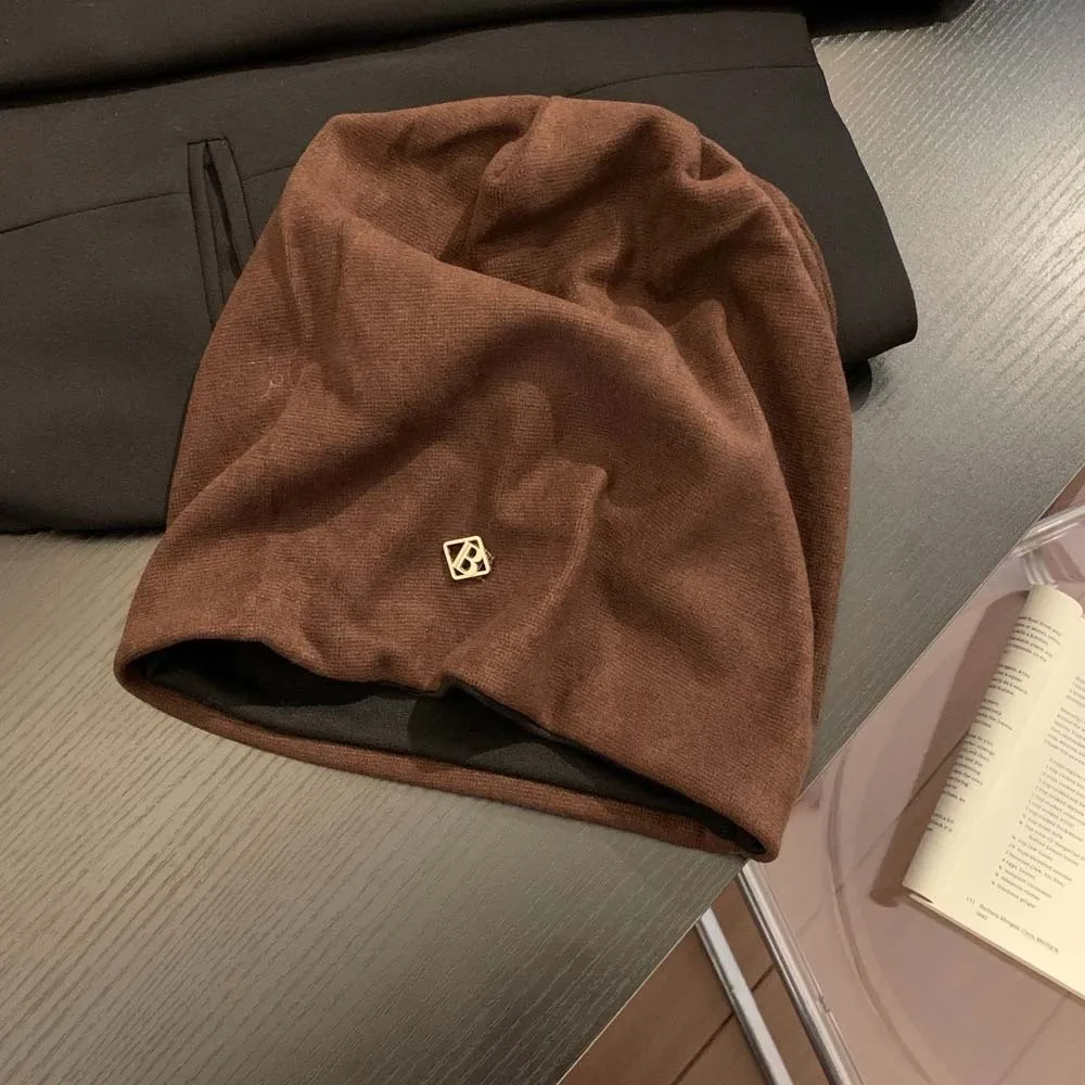 Elastische, locker sitzende Beanie-Mütze, atmungsaktiv, verdickt, warm, für kalte Tage, einfarbig, dehnbar, Baggy Skullies Bonnet für Camping – Detail 9
